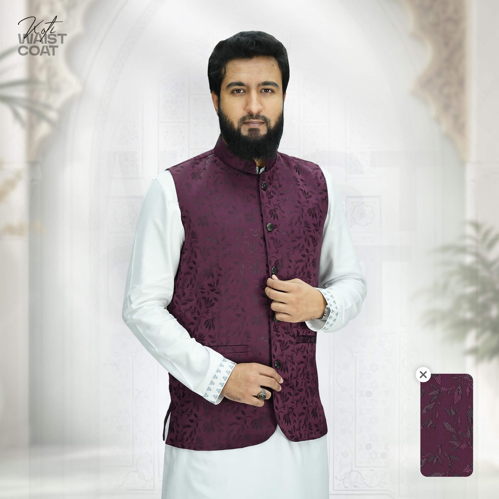 Platinum Jacquard Waistcoat - 104
